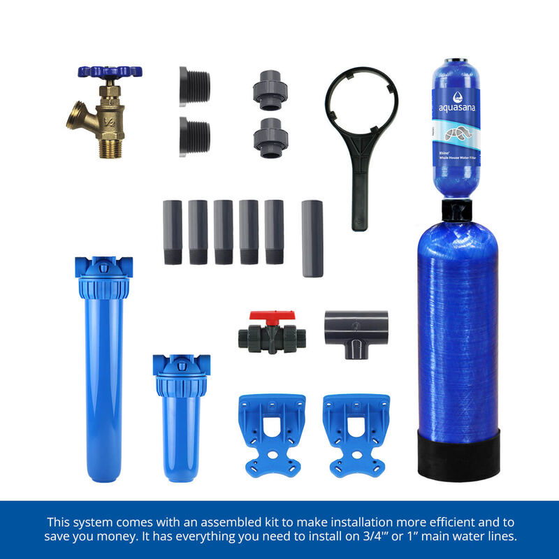 Rhino® Max Flow with Tall Salt-Free Water Conditioner, Max Flow UV Filter, Pro-Grade Bypass Kit and Low Maintenance Pre-Filter image number 2